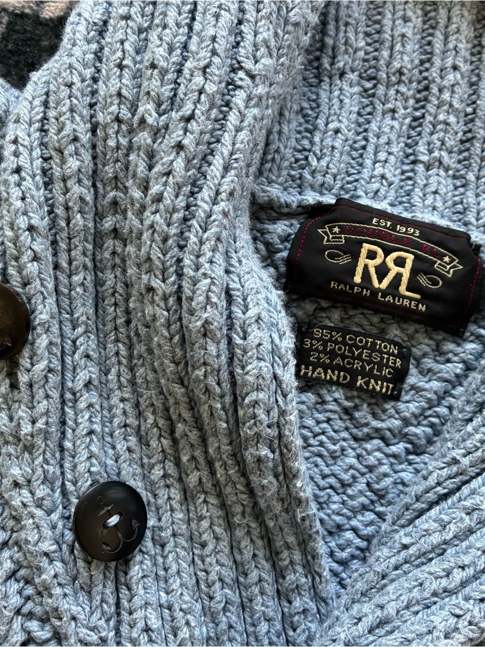 010 - DOUBLE RL RALPH LAUREN CABLE HAND KNIT COWL SHAWL SWEATER - Picture 3 of 7